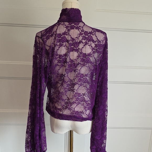 Elegant Purple Lace Women's Blouse - Picture 3 of 4